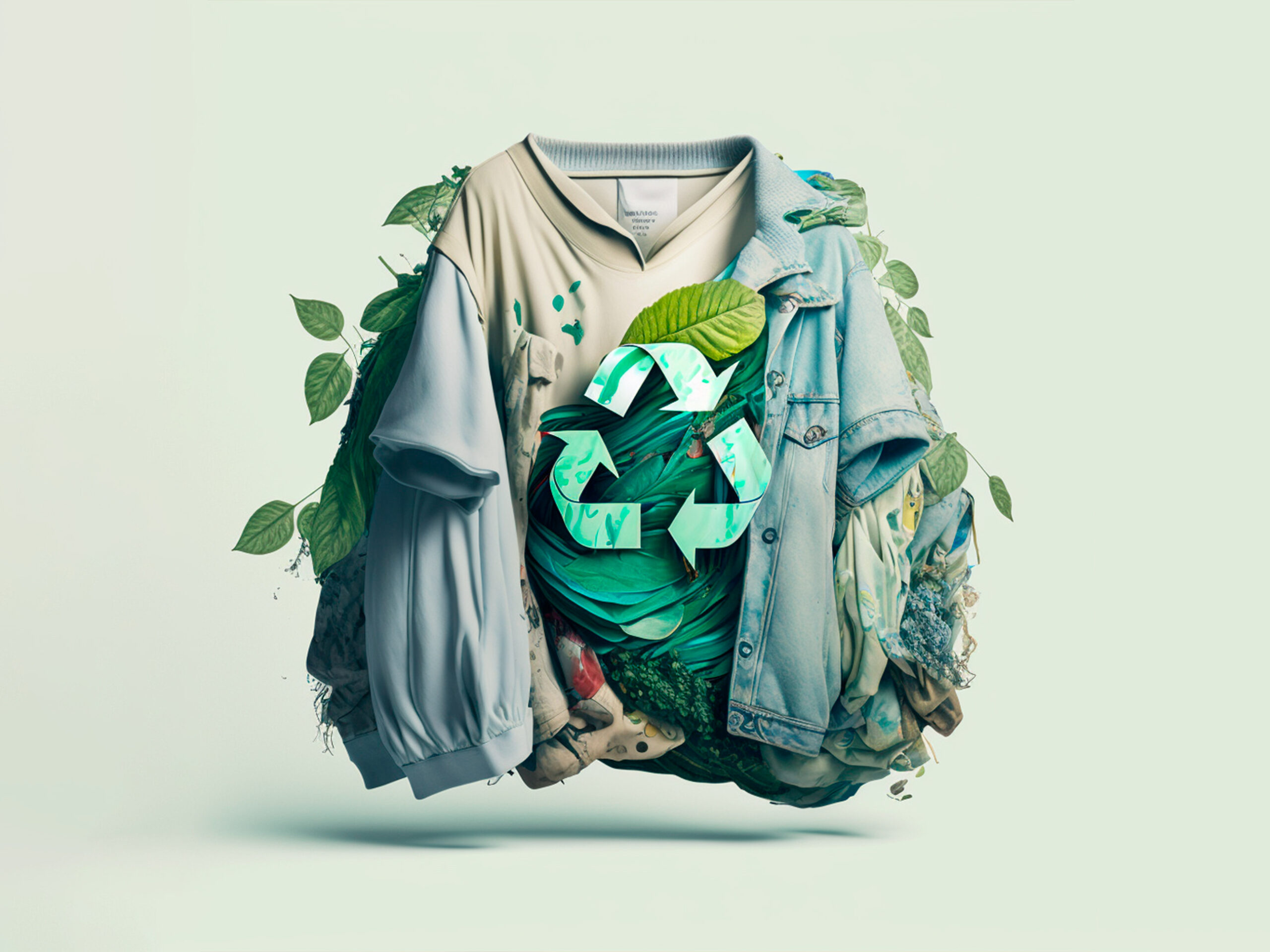 Clothing with recycling sign