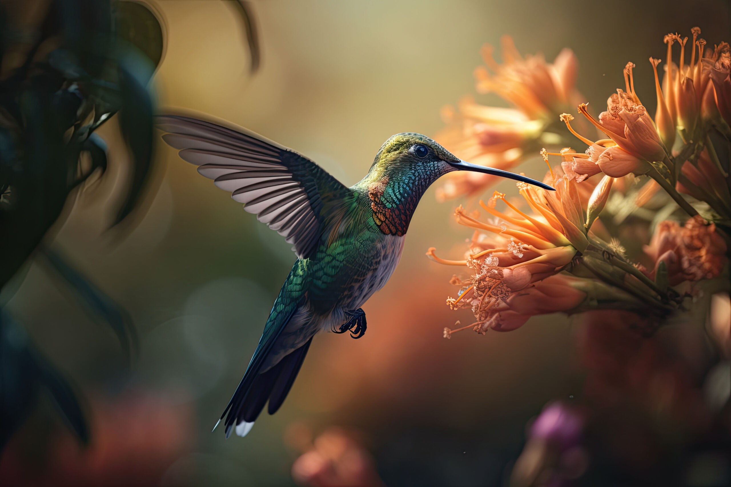 Hummingbird in tropical forest. 6 Ways AI Helps Forests.