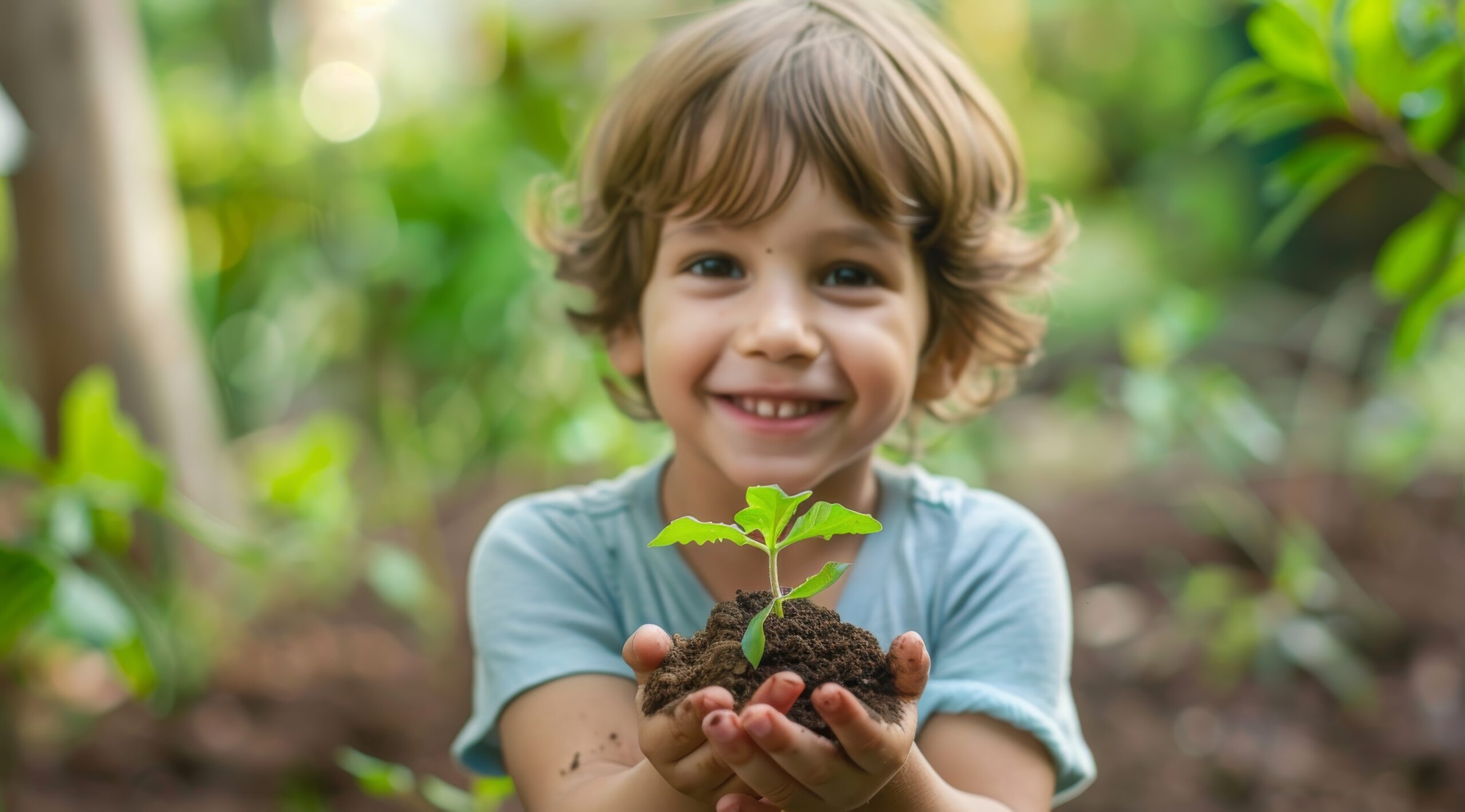 Little boy getting involved in UK tree-planting