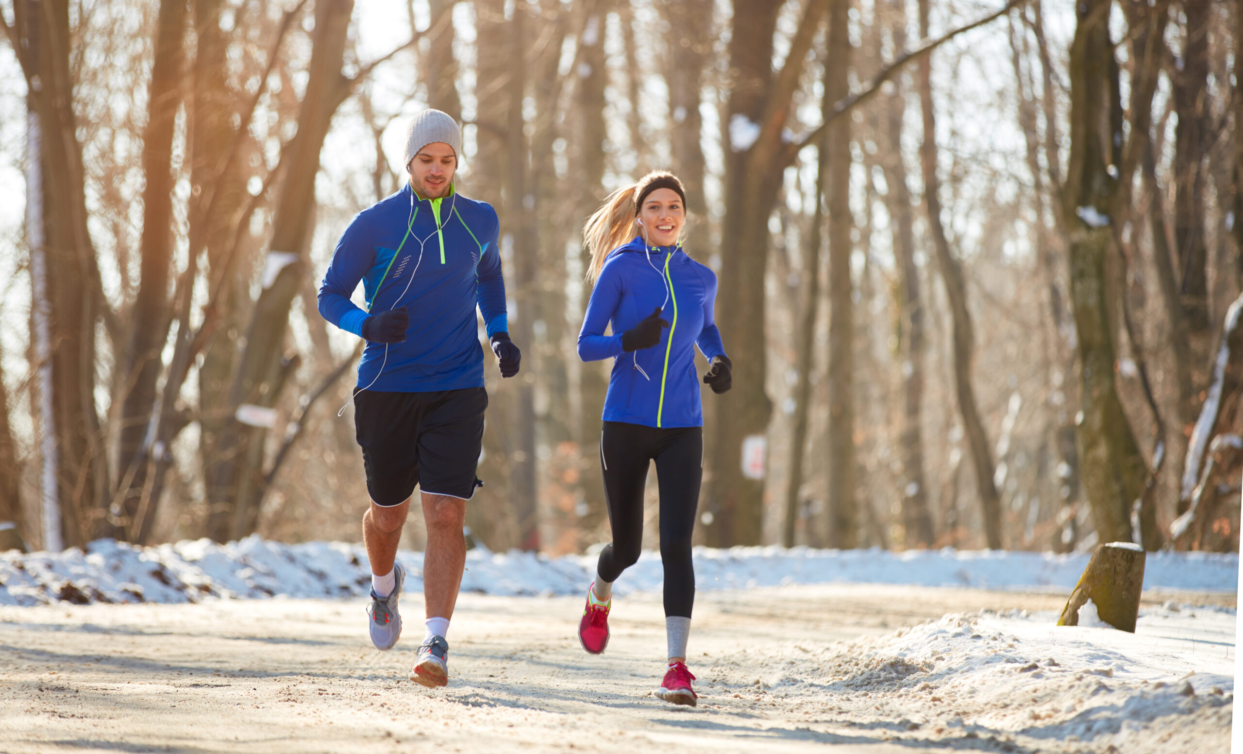 Couple exercising in winter