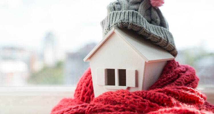 Toy house with hat and scarf