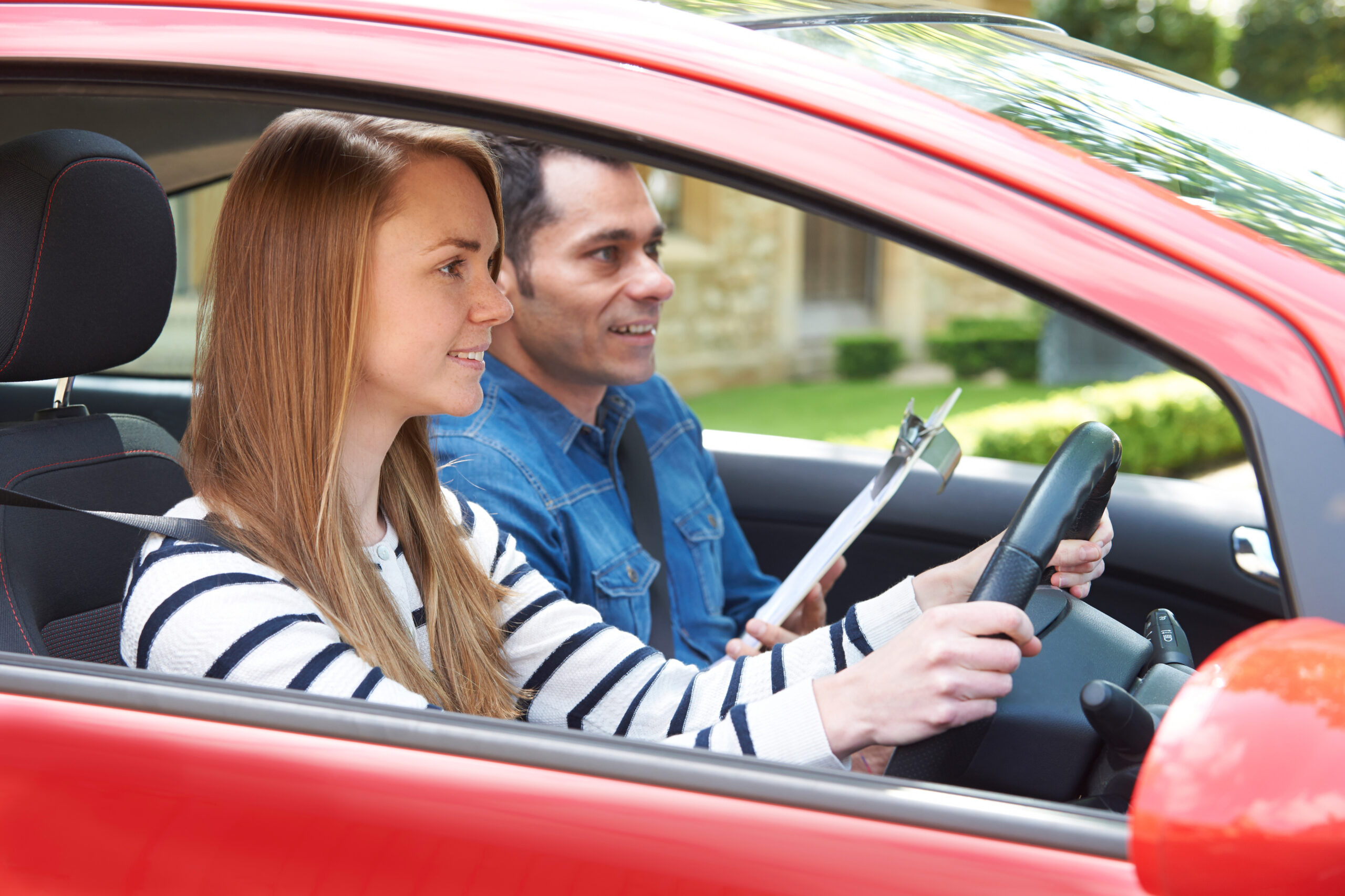 Girl taking her driving test